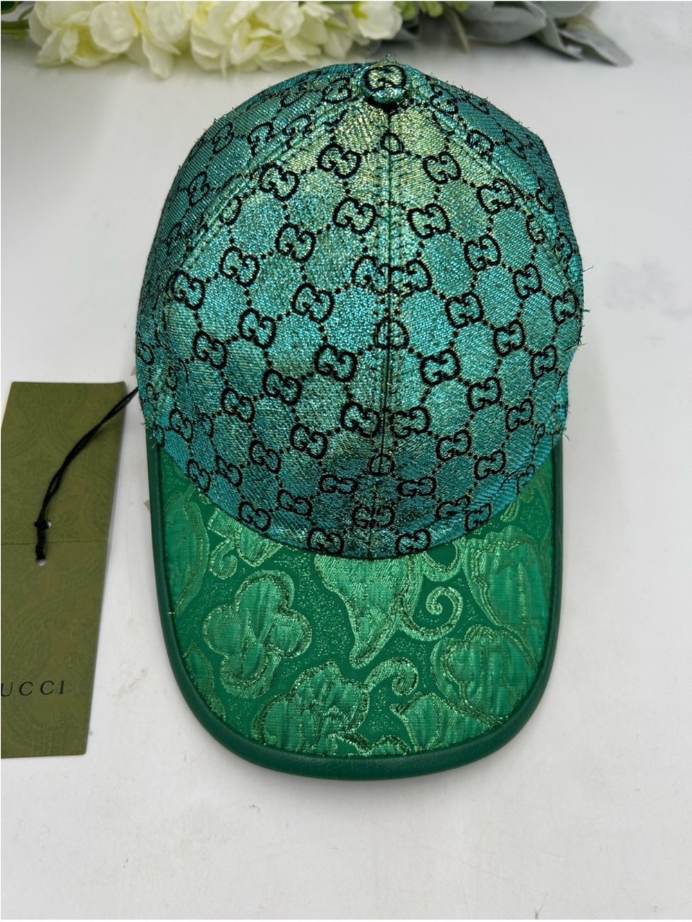 Unisex Gucci GG metallic jacquard lame baseball cap size medium adjustable - Picture 2 of 8